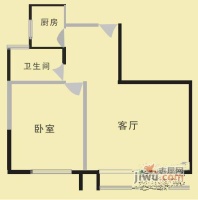 绿洲尧舜公寓1室2厅1卫82㎡户型图