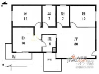 莘远大厦3室2厅2卫138㎡户型图
