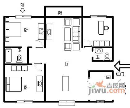 澳门大厦3室2厅2卫155㎡户型图