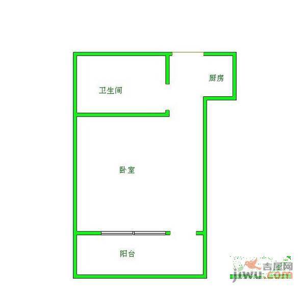 正红里1室0厅1卫34㎡户型图