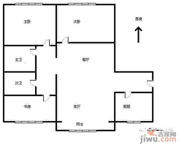 阳光新苑3室2厅2卫128㎡户型图