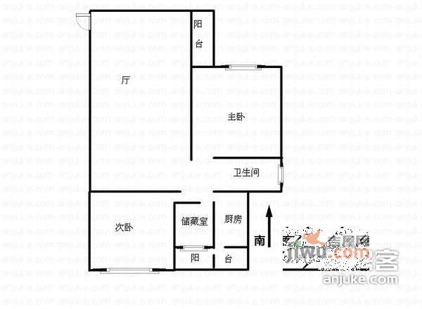 阳光新苑2室2厅1卫128㎡户型图