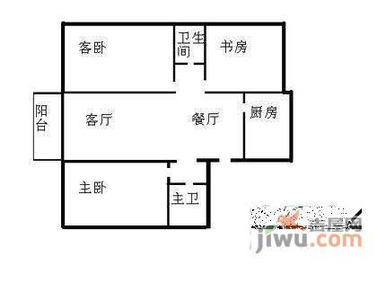 千路公寓2室2厅1卫113㎡户型图