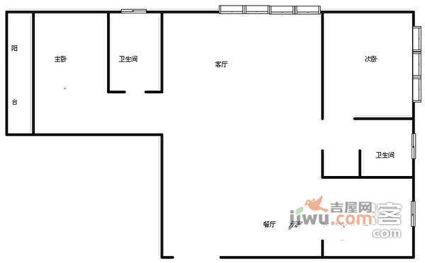 浅水湾恺悦名城2室2厅1卫107㎡户型图