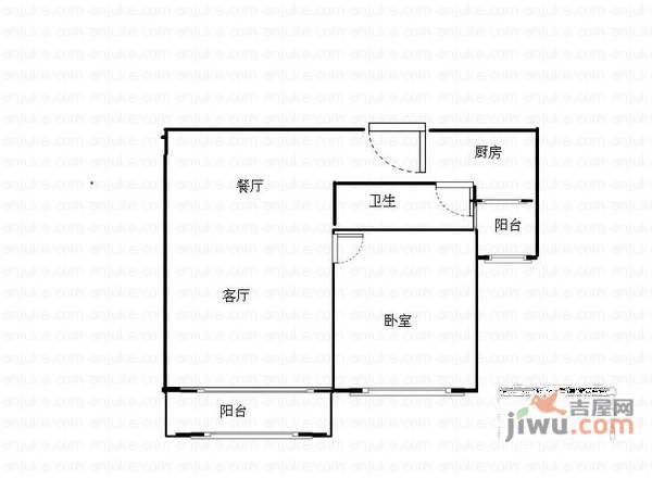 浅水湾恺悦名城1室2厅1卫76㎡户型图