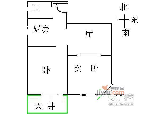 德怡苑2室1厅1卫75㎡户型图