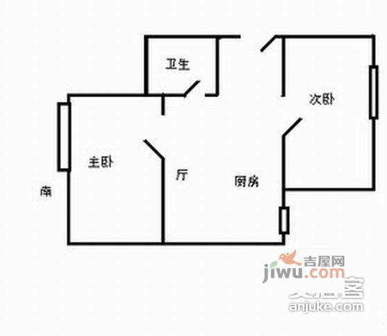 德怡苑2室1厅1卫75㎡户型图