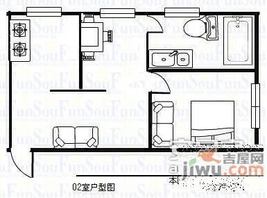 乐活居1室1厅1卫56㎡户型图