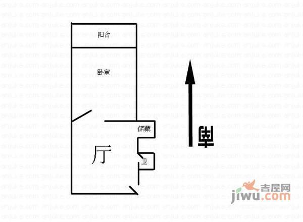 祝和苑1室1厅1卫53㎡户型图