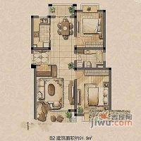煌烘雅墅2室2厅1卫97㎡户型图