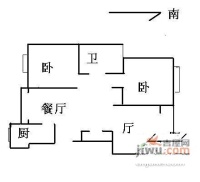 上海鼎城2室2厅1卫107㎡户型图