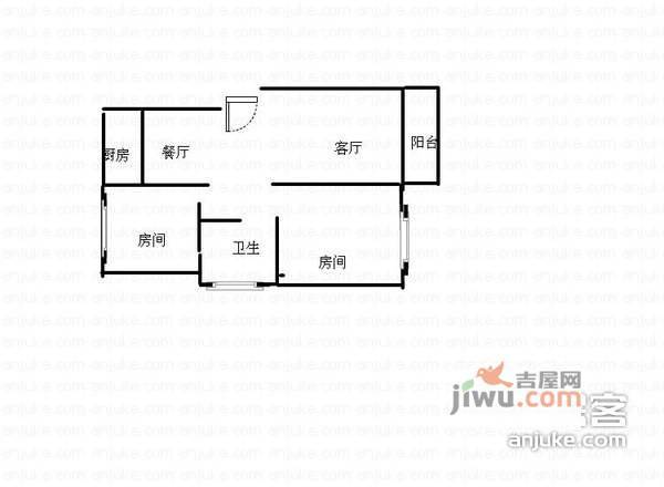 周浦金龙公寓2室2厅1卫114㎡户型图