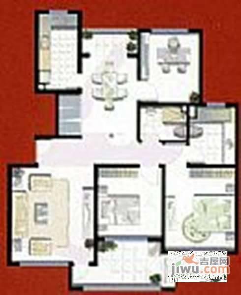 灵林公寓3室2厅1卫130㎡户型图