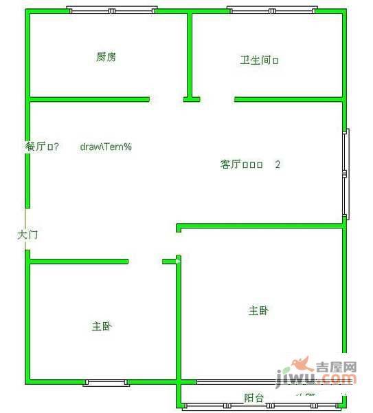 周浦新村2室1厅1卫76㎡户型图