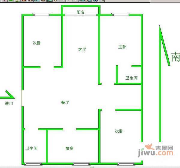 果园一村3室2厅2卫98㎡户型图