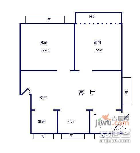 永恒公寓2室1厅1卫67㎡户型图