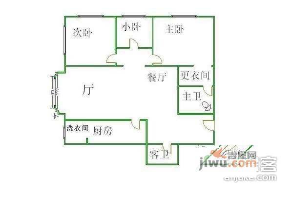 丽都家园3室2厅1卫105㎡户型图