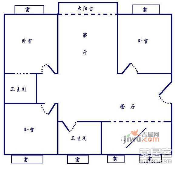 丽都家园3室2厅2卫137㎡户型图