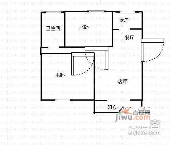 丽都家园2室2厅1卫92㎡户型图