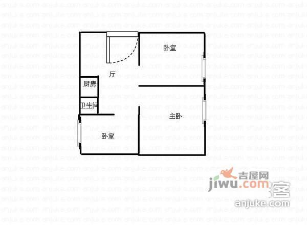 汇业公寓2室1厅1卫93㎡户型图