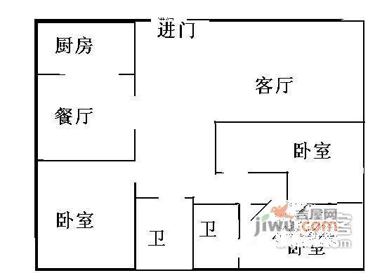 沔溪苑3室2厅1卫123㎡户型图