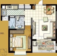 秀康新城达城家园1室2厅1卫56㎡户型图