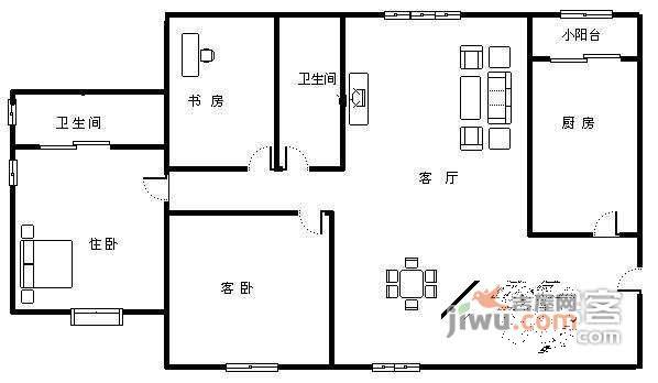 丽都大厦公寓3室2厅2卫125㎡户型图