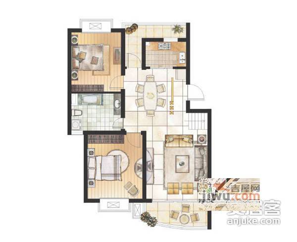 大众家园2室2厅2卫123㎡户型图