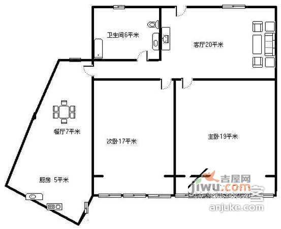 开源大厦2室2厅1卫113㎡户型图