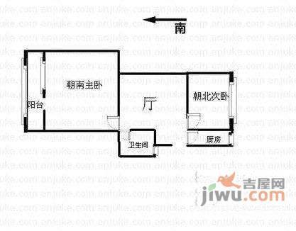 正达花园2室1厅1卫87㎡户型图