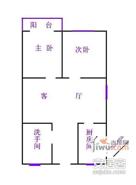 江南新苑2室2厅1卫103㎡户型图