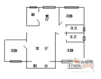 德福苑3室2厅2卫145㎡户型图