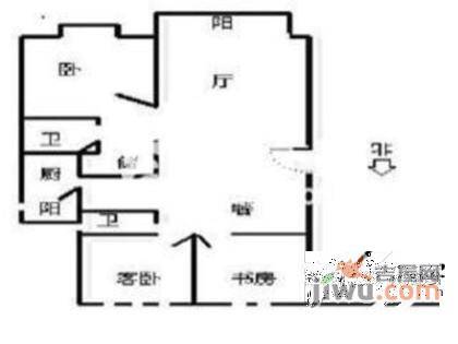 上海大众汽车公寓2室2厅2卫户型图