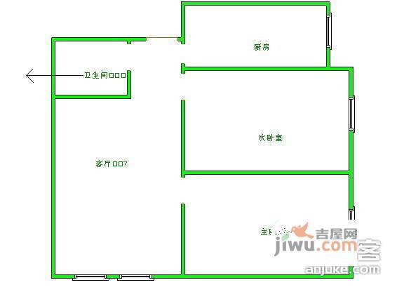 上海大众汽车公寓2室1厅1卫106㎡户型图