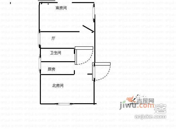 瞿溪小区2室1厅1卫56㎡户型图