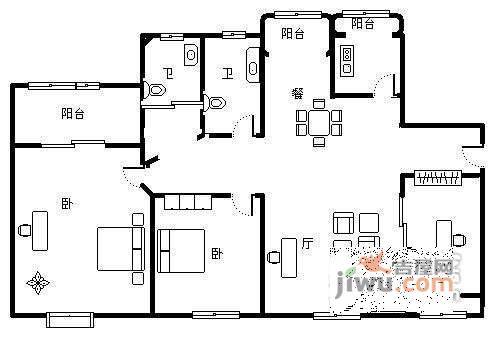 绿洲仕格维花园公寓3室2厅2卫203㎡户型图