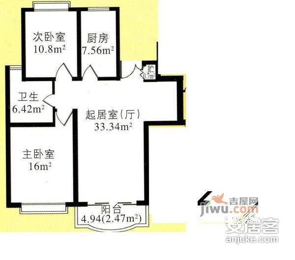 东泰花苑2室2厅1卫115㎡户型图