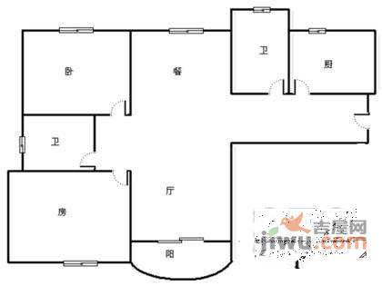 海华花园2室2厅2卫118㎡户型图