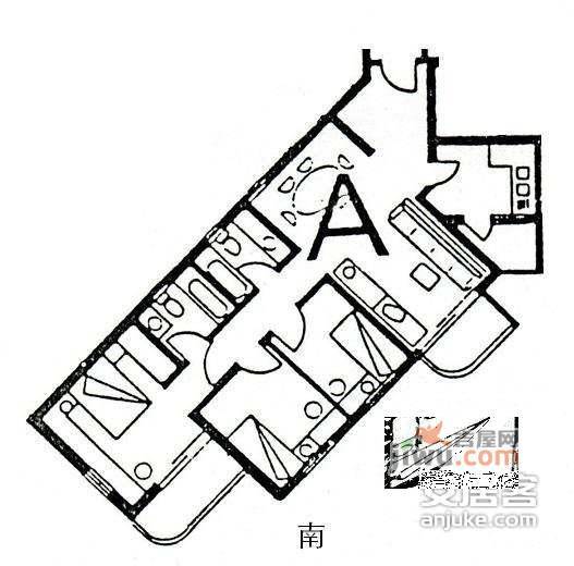 海华花园3室2厅2卫117㎡户型图