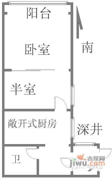 花园坊1室1厅1卫44㎡户型图