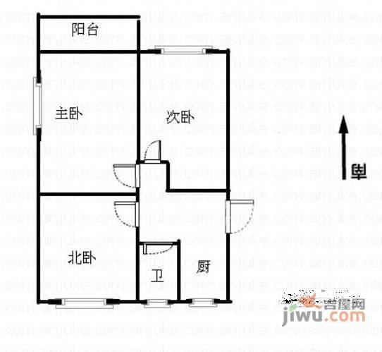 建德小区2室1厅1卫90㎡户型图