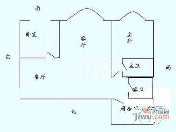 经纬公寓2室2厅2卫138㎡户型图