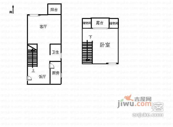 振华里小区1室1厅1卫45㎡户型图