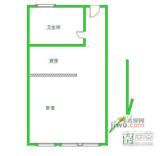 马当小区1室1厅1卫47㎡户型图