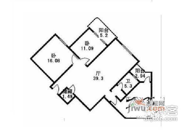 淡水公寓2室2厅1卫96㎡户型图