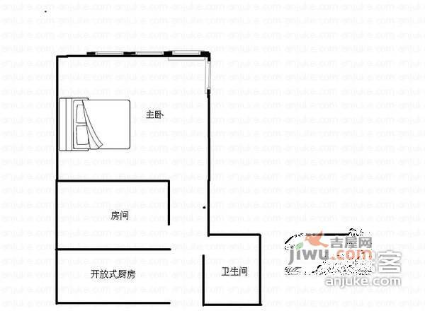 金鹿大楼1室1厅1卫54㎡户型图