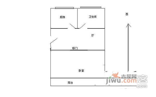 京元苑1室1厅1卫46㎡户型图