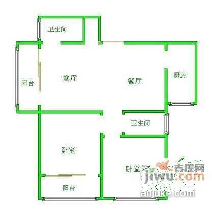 锦安公寓2室2厅2卫112㎡户型图