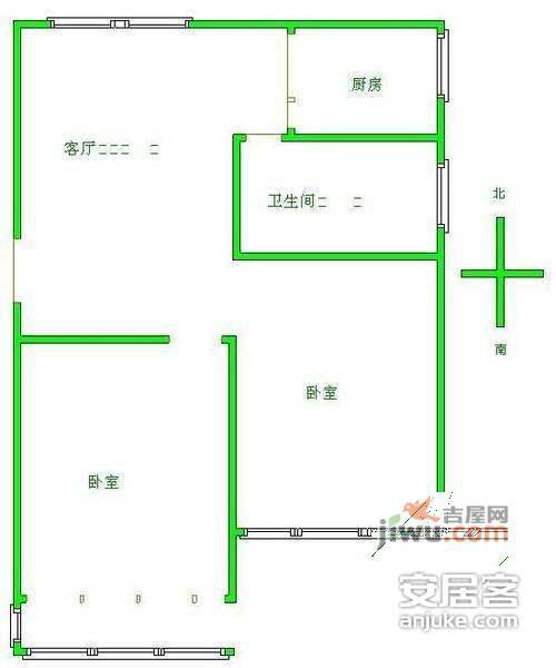 锦安公寓2室1厅1卫80㎡户型图