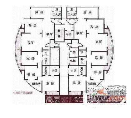 静鼎安邦府邸4室3厅3卫268㎡户型图